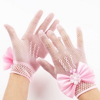 Mitaines pour demoiselles d'honneur de mariage, nœud papillon en perles, gants en filet de pêche