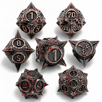 Ensemble de dés à picots en métal vert canon de fusil 7 pièces, dés polyédriques ornés pour D&D, jeu de société RPG, kit cadeau professionnel