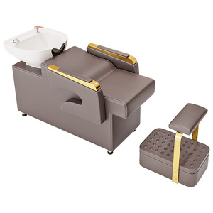 Wholesale Modern Hair Salon Shampoo <b>Bed</b> Manufacturer's Custom Ceramic Basin Semi-Reclining Head Therapy Barber Shop Washing <b>Bed</b> - Product Image 4