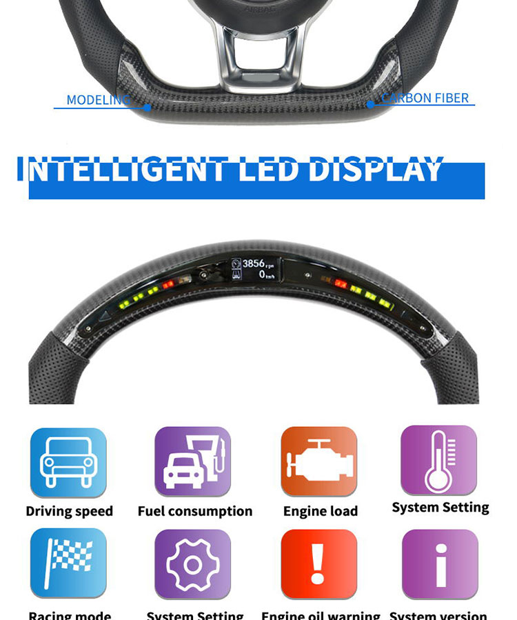 GT-I carbon fiber steering wheel assembly for VW Polo CC Golf 7 Pass-at MK6 modification Steering Wheel