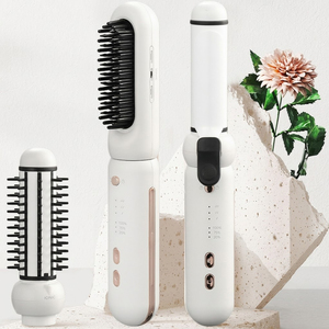 Ensemble de coiffure sans fil 2 en 1 - Brosse <span class=keywords><strong>à</strong></span> air chaud rechargeable, <span class=keywords><strong>fer</strong></span> <span class=keywords><strong>à</strong></span> friser pour les voyages, outil de coiffage ionique anti-frisottis pour tous les types de cheveux - Product Image 1