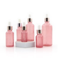 Flacon compte-gouttes d'huile essentielle en verre de peinture personnalisée Flacon à sérum à épaule ronde rose le plus vendu
