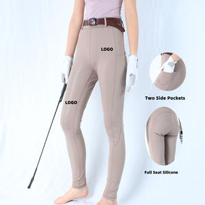 Pantalones de equitación para mujer, leggings de silicona con asiento completo, antideslizantes, con bolsillos laterales, cintura alta, personalizados. - Product Image 1