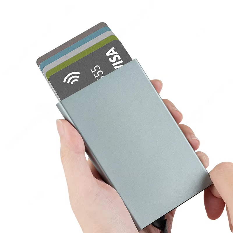 Подгонянный Rfid блокирующий держатель для кредитных карт мужской бумажник мини бизнес алюминиевый всплывающий держатель для карт минималистичный кошелек Portofel