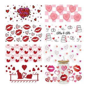 Vinilos Decorativos para Tazas Uv Dtf de 16oz, Diseño Floral 'Momento de Confesión Apasionada', Adhesivos con Logotipo 'Amor Tierno' para la Vida Diaria - Product Image 1