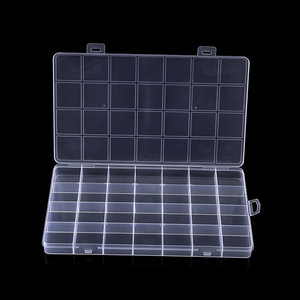 Caja de almacenamiento de plástico transparente con 24/28 compartimentos, organizador de cuentas y joyas, contenedor de escritorio para cuentas sueltas, bricolaje y ferretería - Product Image 1