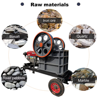 Petite machine de concassage à mâchoires portable électrique/moteur diesel pour roches, galets de rivière, gravier, granit, basalte, calcaire, quartz et pierres