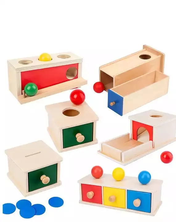 6-12 Month Infant 1 Year Old Toys Three Balls Object Permanence Box Toddlers Baby Educational Wooden Montessori Toys 2023