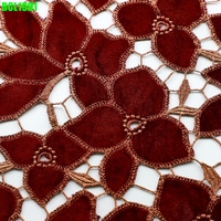 Nouveau Tissu en Dentelle Guipure Africaine à Cordon Brodé pour Mariage, Vêtement Nigérian pour Femme, Dentelle Bordeaux