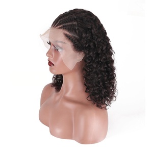 Perruque Bob Bouclée Tressée Effet Elfe, <span class=keywords><strong>Cheveux</strong></span> Humains Brésiliens Remy 100% HD Transparent, Densité 180%, Sans Colle, Pré-coupée, Aspect Naturel - Product Image 1