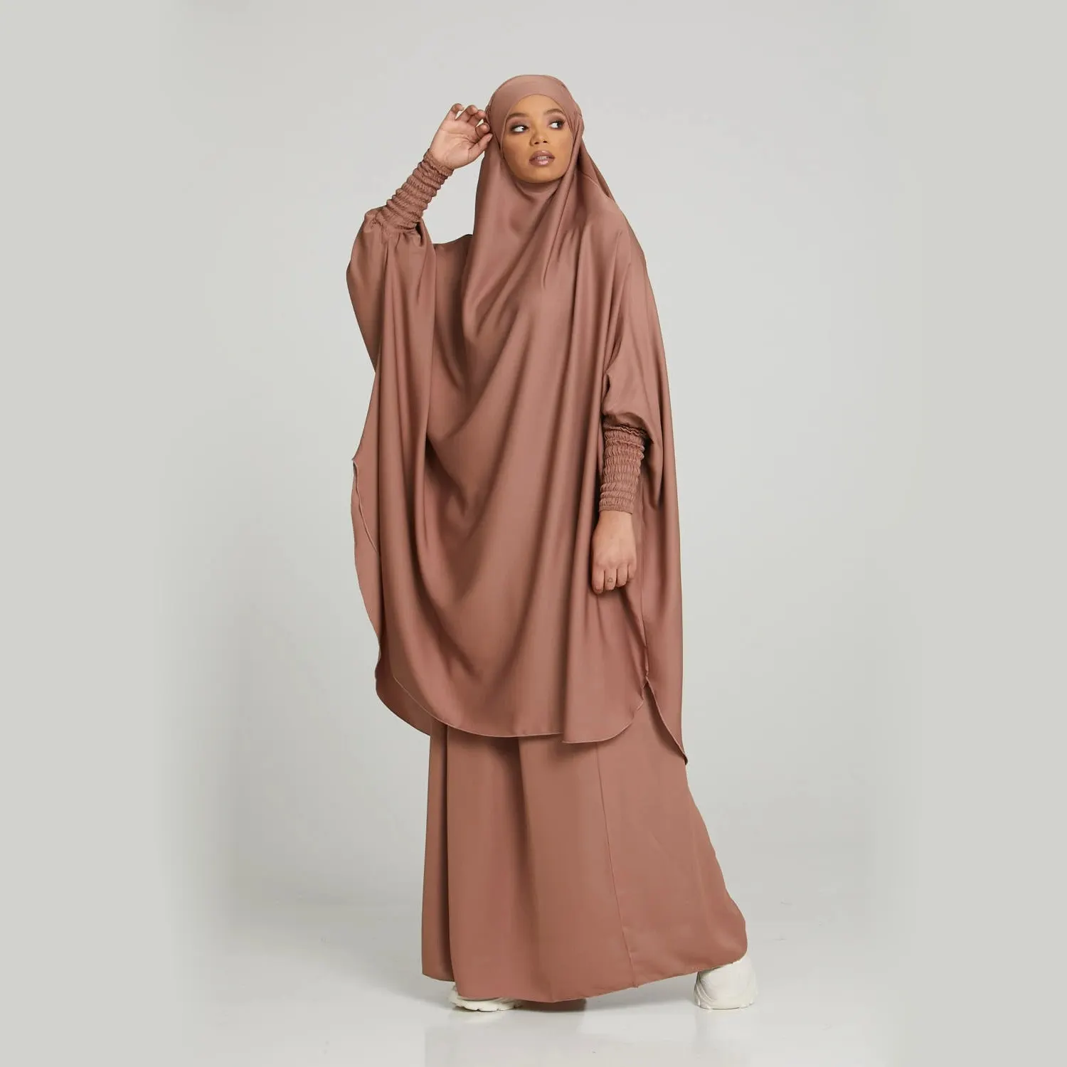 Jilbab Prayerset เสื้อเจอร์ซีย์ Khimar,ชุดมุสลิมพรีเมี่ยมอิสลามปัญจาบคอตตอน