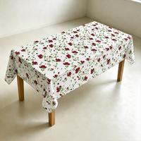 Nappe rectangulaire jetable imperméable en PEVA, imprimé floral blanc et magenta, personnalisable, écologique, 90 x 132 pouces, pour Noël