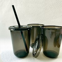 Gobelet à yaourt jetable en PET de 16 oz avec logo personnalisé Jimi, noir, en forme de U, recyclable, gobelets personnalisables pour les boissons