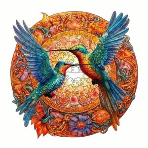 Regalos de Navidad y Acción de Gracias para Familiares y Amigos, Rompecabezas de Madera con Forma de Animal Único, Colibrí, Juguete Educativo DIY - Product Image 6