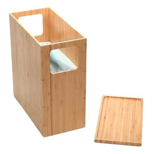 Cestino Sottile in Bambù con Coperchio, Contenitore per Rifiuti per Bagno, Camera da Letto, Ufficio, Toeletta, Salone o Spa - Product Image 6