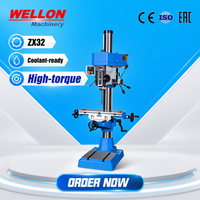 Machine de perçage et de fraisage multifonctionnelle WELLON ZX-32PC, broche MT3, pompe à liquide de refroidissement haute précision pour le travail des pièces métalliques
