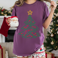Transferts thermocollants personnalisés en strass couleur néon pour T-shirts, motifs étincelants DIY, vêtements avec motifs d'arbre de Noël