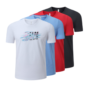 T-shirts de sport pour hommes, personnalisés, imprimés, respirants, à séchage rapide, coupe ajustée, col rond, en spandex et polyester, pour la course à pied et la gym - Product Image 1