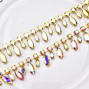 Chaussure de ceinture avec des strass en cristal, des yeux de cheval faits main <span class=keywords><strong>et</strong></span> rond en <span class=keywords><strong>verre</strong></span>, avec tasse en métal plaqué or, garniture florale, DIY, pour robe de mariée, nouvelle collection - Product Image 2