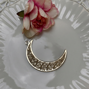 Décoration murale en forme de lune, calligraphie arabe, décoration du Ramadan, métal, style bohème, salon, 100% fait main - Product Image 1