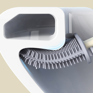 Cepillo de inodoro de plástico suave para el hogar, sin esquinas muertas, con base, cepillo de limpieza con varilla desmontable - Product Image 2