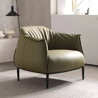 Design italien Siège unique Bras cuir synthétique tufté Midcentury Modern Leisure Sofa Chair Set for Hotel Home Office Living