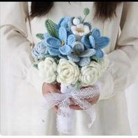 Bouquet de roses en crochet tricoté, fleurs artificielles pour mariages, cérémonies de remise de diplômes, décoration de la maison, cadeau