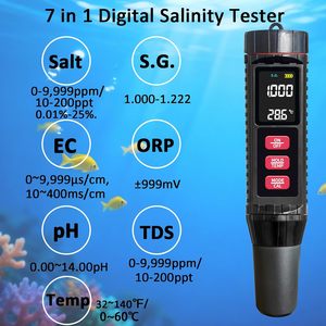Refractómetro Digital de Salinidad, Medidor de Sal para Acuarios, Monitor de pH, EC, TES, ORP, Temperatura, Gravedad Específica, para Piscinas y Agua Marina - Product Image 2
