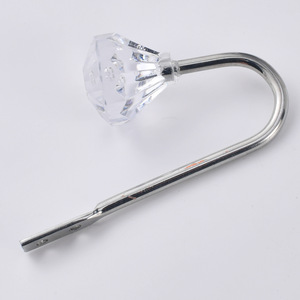Stainless Steel Wall <b>Hook</b> <b>With</b> Acrylic Crystal Head For Closet Bathroom Door Storage Rack Silver Round Shape Durable Design - Product Image 3