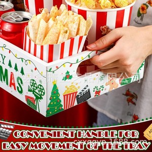 Boîte à collation rectangulaire en bois pour soirées cinéma de Noël, pour popcorn, cola et décorations de fête - Product Image 3