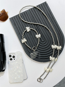 Luxe Résine Perle Perles Coeur Téléphone Cas Chaîne Bandoulière Épaule Cou Cellulaire Mobile Téléphone Charme Longe Poignet Sangles avec Patch - Product Image 6