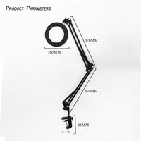 Lampe de bureau à pince LED moderne, simple, flexible, pliable, en aluminium et ABS, avec loupe, électrique, USB, tricolore, réglable, pour lecture et étude