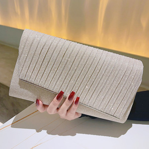 Women's Dinner <b>Clutch</b> Bag Solid Color Pleated Fashion All-match <b>Wedding</b> Suit Handbag Custom Wholesale Evening Party Bags - Product Image 5