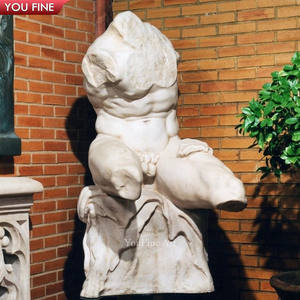 Statue de torse en <span class=keywords><strong>marbre</strong></span> <span class=keywords><strong>romain</strong></span> classique Sculpture de <span class=keywords><strong>buste</strong></span> nu - Product Image 1