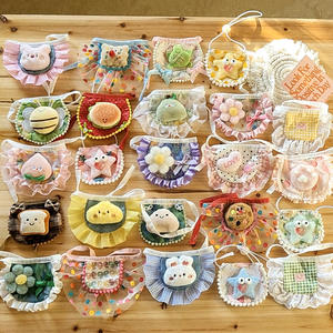 Bavoir pour animaux de compagnie en polyester de style dessin animé fait à la main pour chats et chiots, demi-serviette anti-bave, accessoires pour vêtements de bébé - Product Image 1