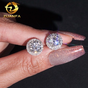 Sıcak satış hazır gemi geçmek elmas Tester Halo tasarım vida geri gümüş 925 VVS Moissanite küpe - Product Image 6