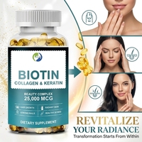 Ausreson OEM Gélules de Biotine pour Cheveux, Ongles et Peau 15000mcg 25000mcg – Vitamines en Vrac pour Femmes – Capsules Molles de Kératine et Biotine