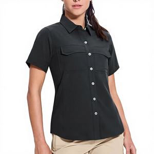 Camisetas de Pesca de Alto Rendimiento para Mujer, Tejido de Poliéster y Spandex, Estilo Urbano, Color Sólido - Product Image 1