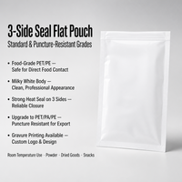 Pochette plate en PET, PA, PE, nylon, anti-rupture, scellée sur trois côtés, qualité alimentaire, faible MOQ, pour le remplissage d'herbes séchées