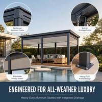 Pergola motorisée en aluminium avec toit à lames rétractables, protection solaire, balcon extérieur, installation facile