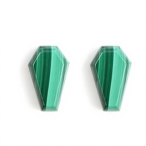 Cabochons en malachite naturelle 12x22mm, forme cercueil lisse, taille à étages, dos plat, pierres précieuses en vrac pour la fabrication de bijoux DIY (bagues, pendentifs) - Product Image 1