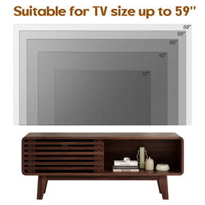 Living Room TV Stand for TV up to 59 Inch with <b>Storage</b> Cabinet Sliding Door Mid-Century <b>Console</b> <b>Table</b> - Product Image 3