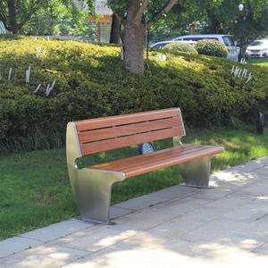 Precio de fábrica Banco Silla de parque Asiento de banco al aire libre con respaldo Patio de madera natural Banco público de ocio - Product Image 6