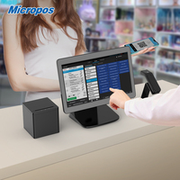 Mesin POS Layar Sentuh Ganda 15-inci D1, Prosesor Intel I3/I5, RAM 4G/8G, SSD 128G/256G, Windows 10/11, Wi-Fi 6