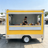 Remorque alimentaire mobile de type boîte carrée verrouillable, prête à l'emploi, avec toit résistant aux intempéries et plaque de protection pour les vendeurs de rue nocturnes