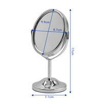 Mini miroir cosmétique ovale double face en acier inoxydable, sur pied, personnalisé, grossissant 2X/3X, rotation à 360°, certifié CE