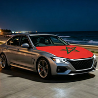 1 bannière de drapeau national marocain, housse de capot de voiture, tissu élastique rectangulaire 115x160cm, protection pour la plupart des voitures