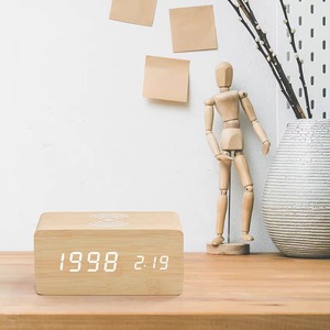Wooden Qi Wireless Charging Alarm <b>Clock</b> <b>Digital</b> LED Table <b>Clock</b> Temperature Display Desktop Wakeup <b>Clock</b> for Bedroom - Product Image 5