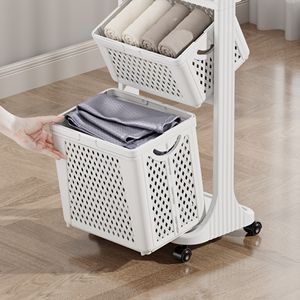 Nieuwe aanwinst: opvouwbare wasmand van kunststof, wasmand op wielen, badkamerorganizer, wasmand met opvouwbaar ontwerp - Product Image 4