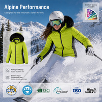 Veste de ski imperméable pour femmes grande taille 10K, matelassée et isolée, avec capuche amovible, coque recyclée pour l'hiver
